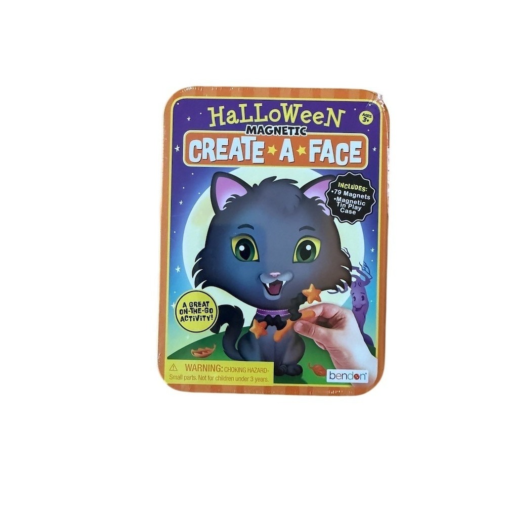 Bendon Halloween Magnetic Create-A-Face Tin Play Case Set 79 Face Magnets